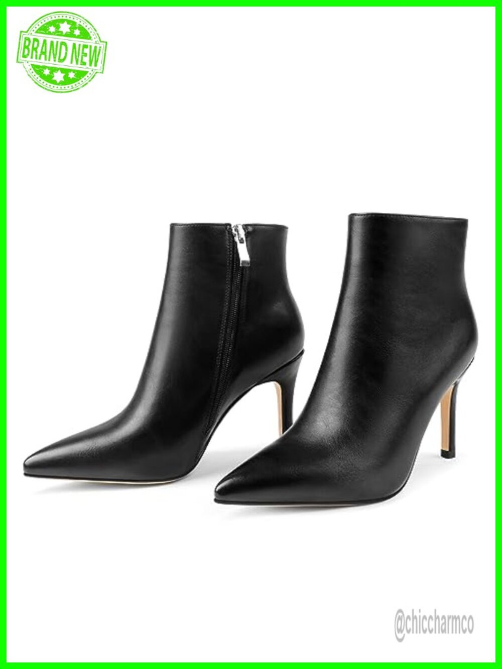 JOY IN LOVE Women's Ankle Boots Stiletto Heel Pointed Toe Faux Leather Booties